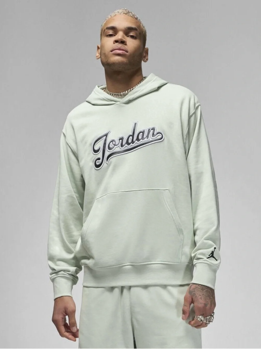 Jordan Mint Green Pullover Hoodie with Script Logo